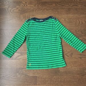Lauren Ralph Lauren Green Striped Women's Top Sz. P/M petite